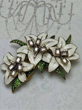 Heidi Daus White Lily Spray Brooch Hope Purity Peace #23SB